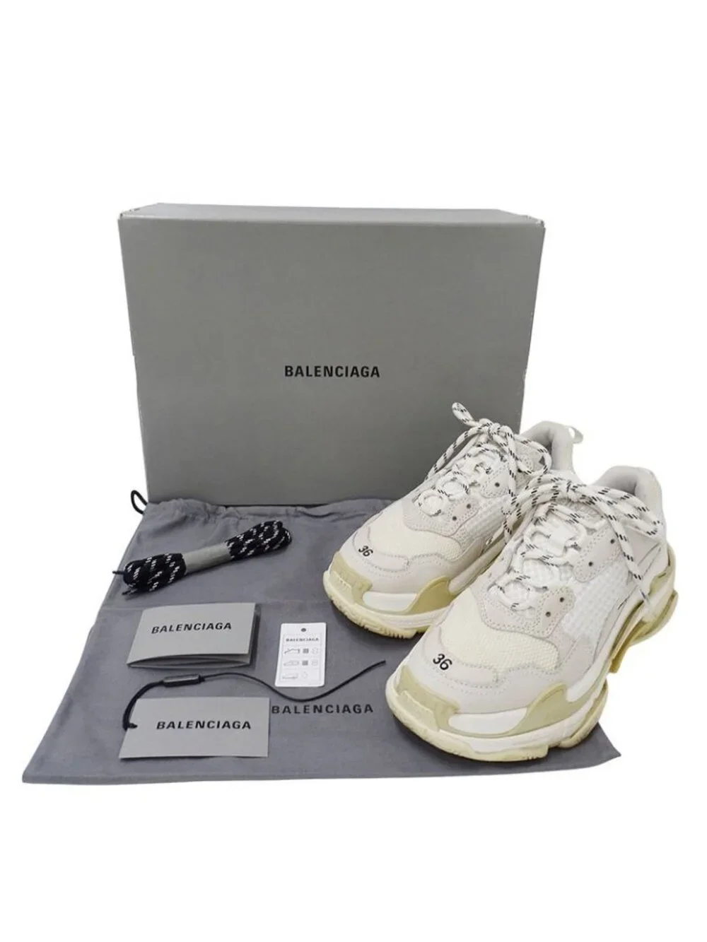 Balenciaga Sneakers Nylon Triple S White Beige 36 - Picture 7 of 15